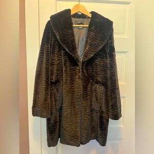 Donna Karan Faux Fur Shawl Collar Coat